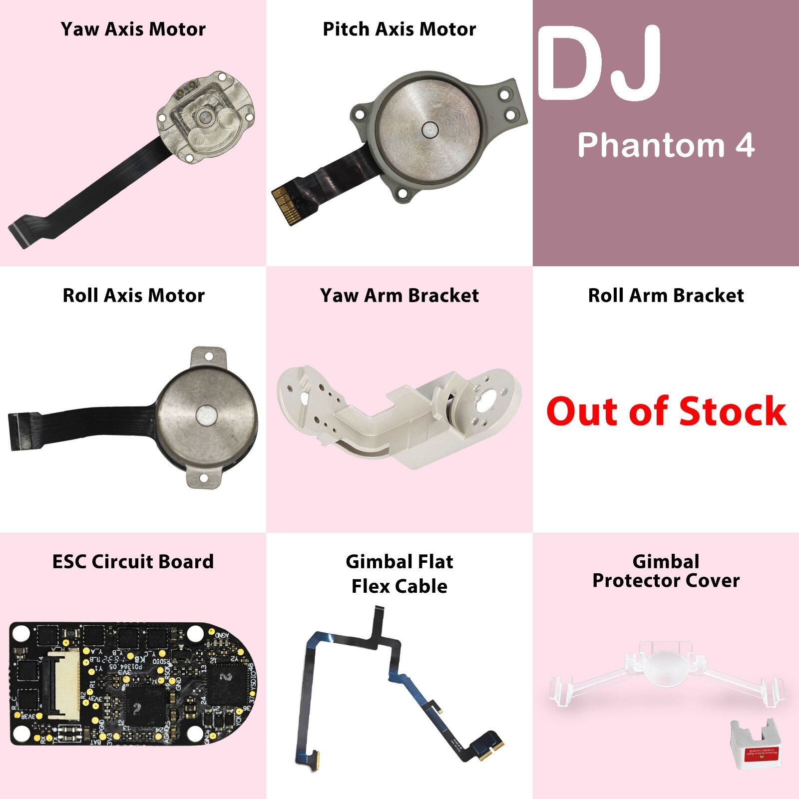 OEM Gimbal Camera Motor Arm Bracket ESC Board For DJI Phantom 4/4 Pro /V2.0 /Adv