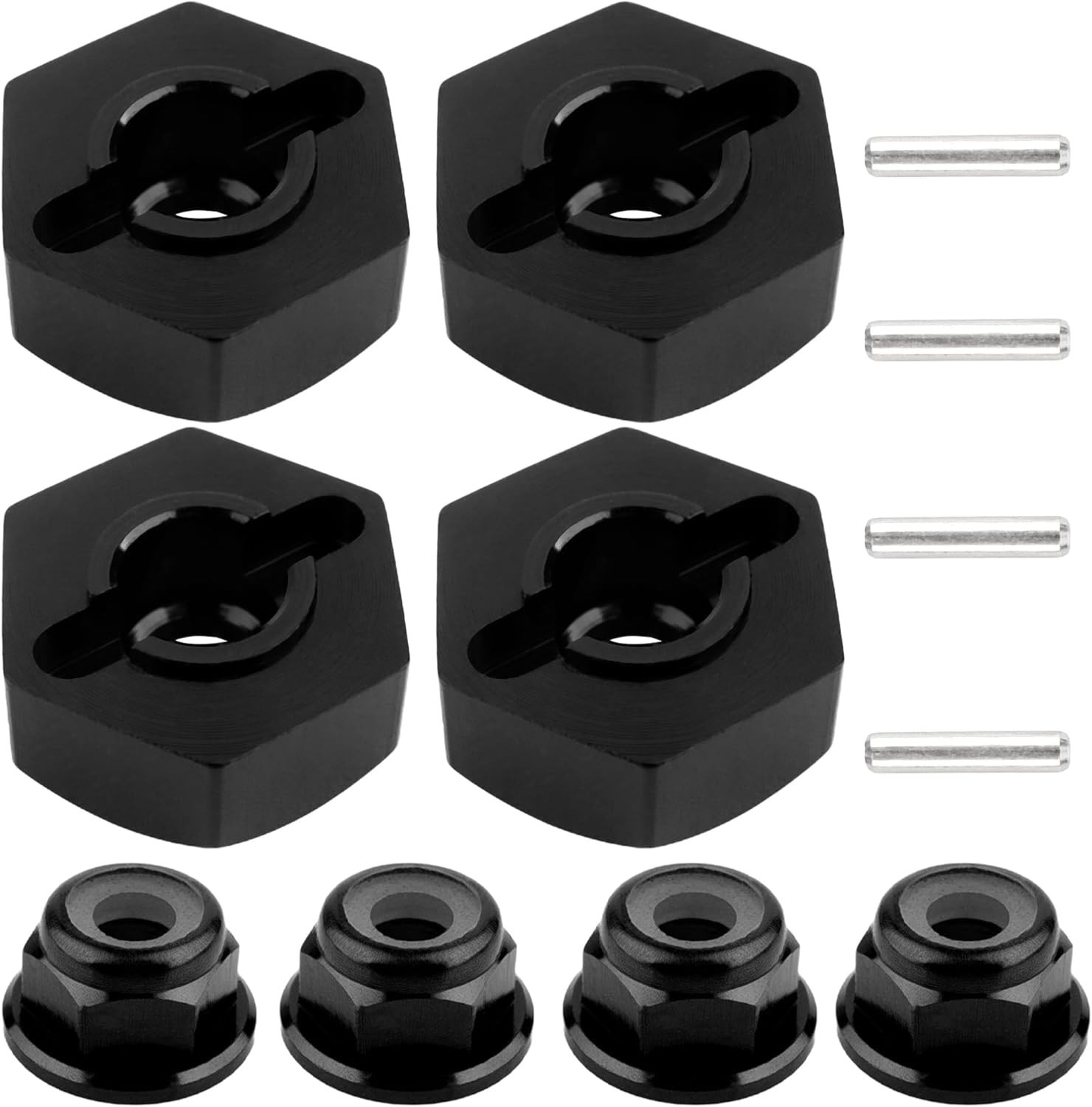 Aluminum 12mm RC Wheel Hex Hubs Drive Adapters 5mm Thick M4 Lock Nuts
