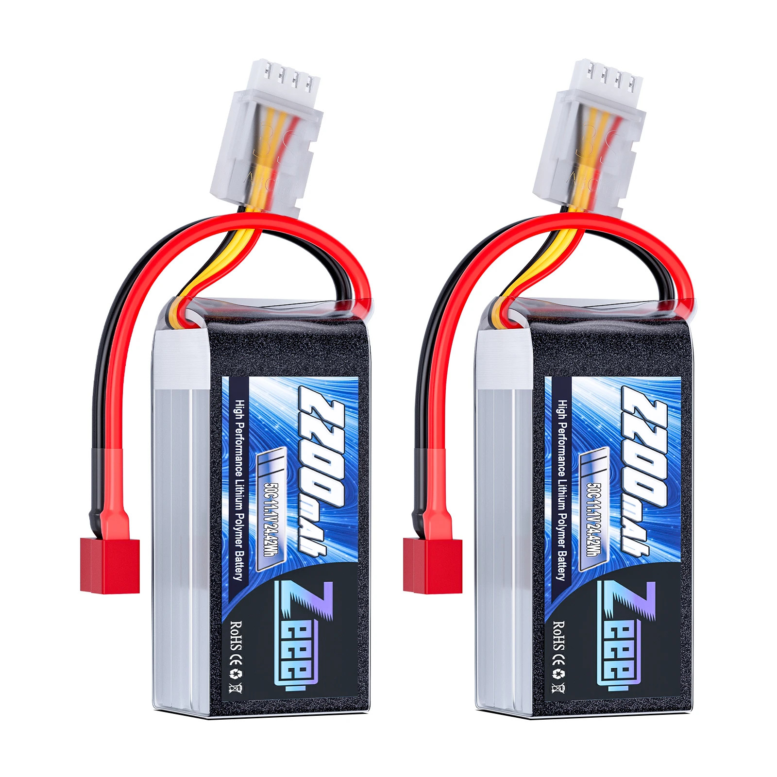 Zeee 2pcs 3S 2200mAh 11.1V 50C Shorty LiPo Battery T/XT60 RC Car Truck Drone