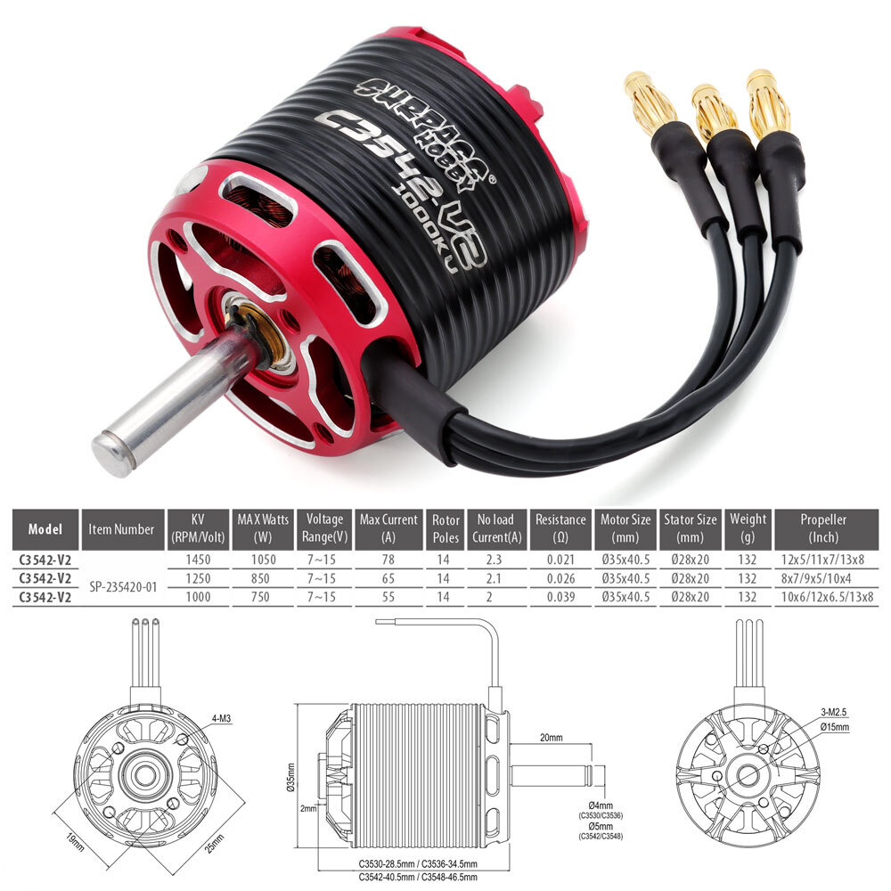 SURPASS HOBBY 900-1700KV Brushless Motor 40-60A ESC for RC Fixed Wing Air Plane