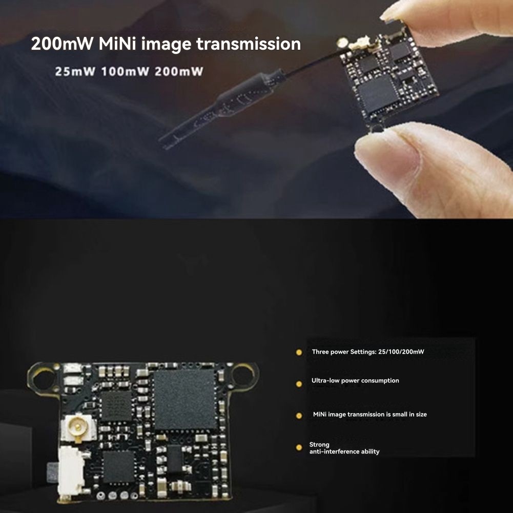 For FPV RC Drone 5.8G VTX 200mW 48CH Analog Video Transmitter Adjustable J6C5