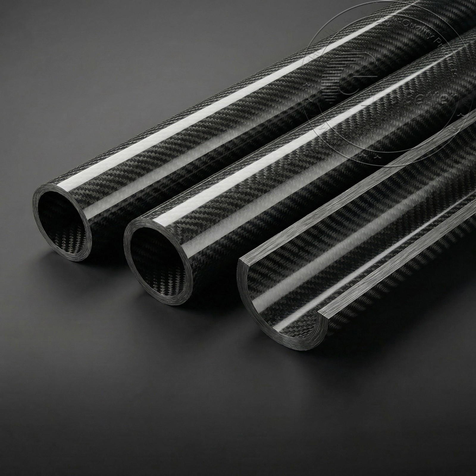 Twill Weave, Glossy 3K Carbon Fiber Tube 200/300/500 mm OD 5‑50 mm Roll Wrapped