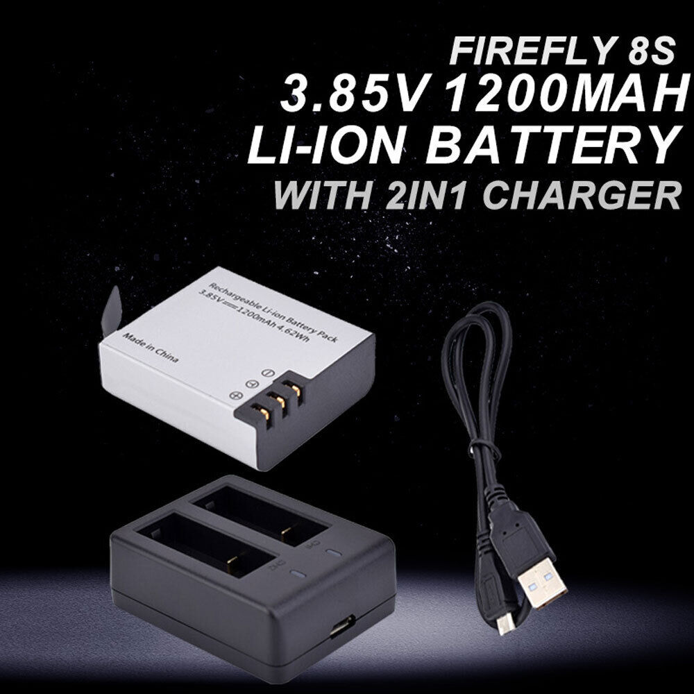 3.85V 1200mAh Li-ion Battery 2in1 Battery Charger For Hawkeye Firefly 8S Camera
