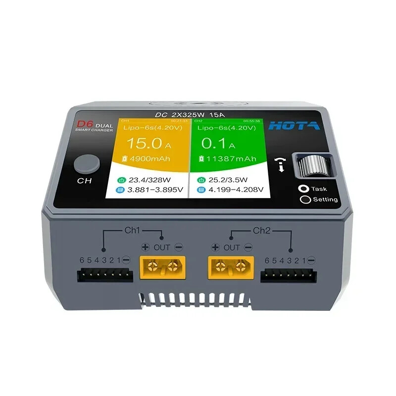 HOTA D6 Dual Smart Charger DC650W 15A Maximum current for 1-6S Lipo LiHV Battery