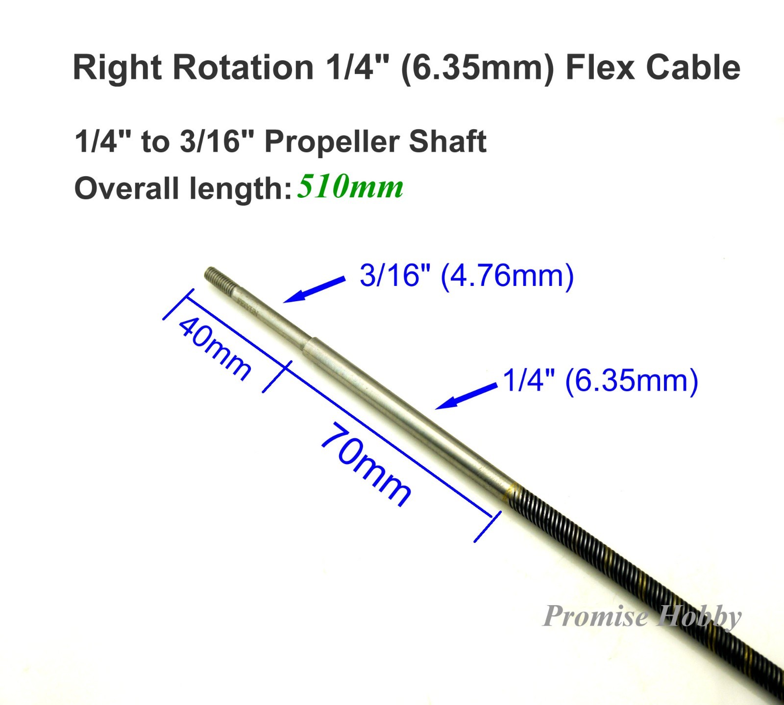 1/4″ Left / Right Flex Cable W/ 1/4″ to 3/16″ Propeller Shaft for RC Model Boat