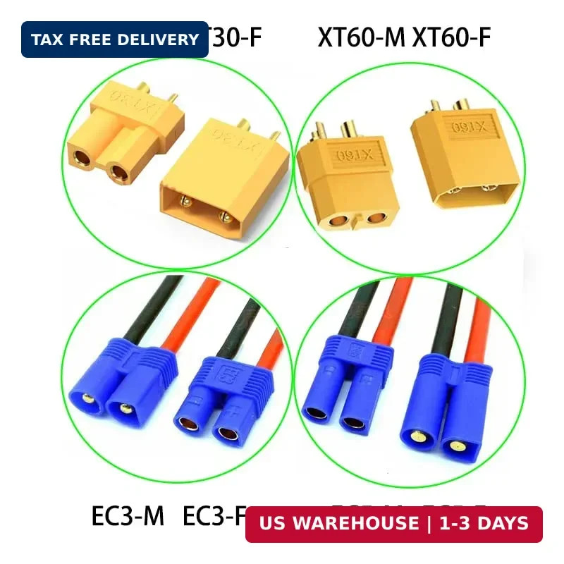 XT60 to EC3 Male Female Adapter Connector with 5CM Cable for RC FPV Drone Car Li
