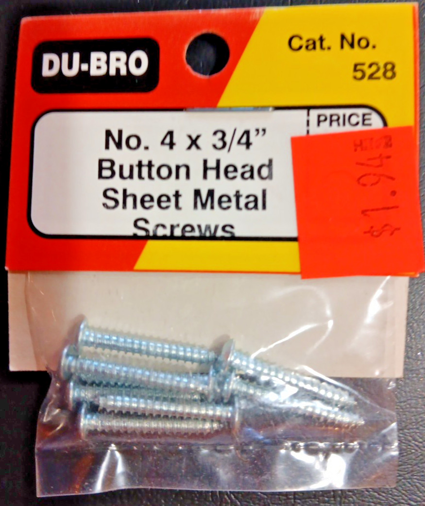 DU-BRO CAT. NO. 528 ~NIP~ 4 X 3/4″ BUTTON HEAD SHEET METAL SCREWS