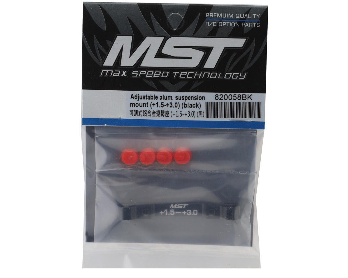MST RMX Adjustable Aluminum Suspension Mount (+1.5/+3.0) (Black) [MXS-820058BK]