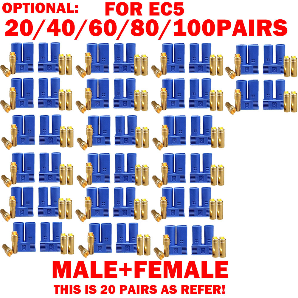 20/40/60/80/100 Pair For EC5 Device Connector Plugs For RC Car Plane Helicopter