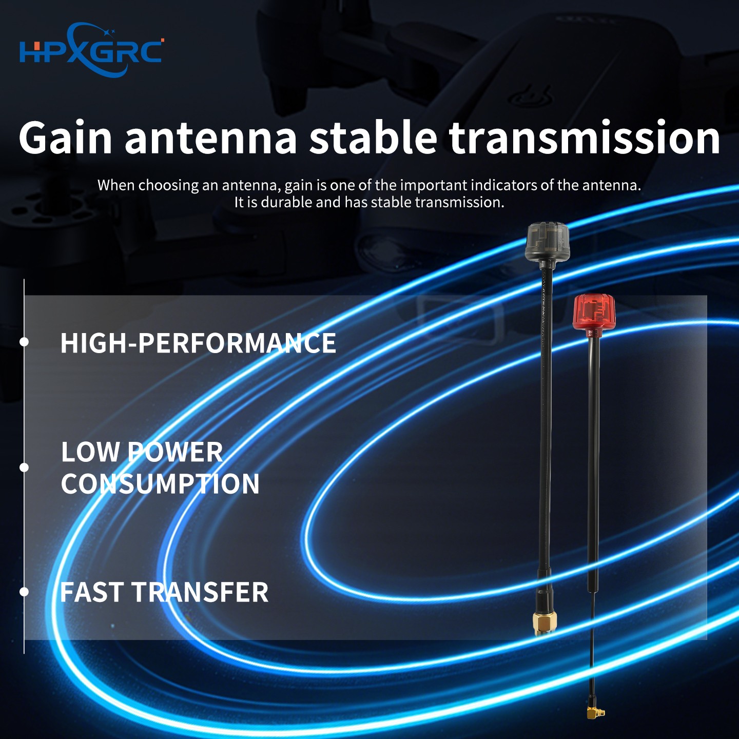 HPXGRC 5.8G FPV Antenna Long Version – RHCP for 5.2-6GHz RC Quadcopter Drone