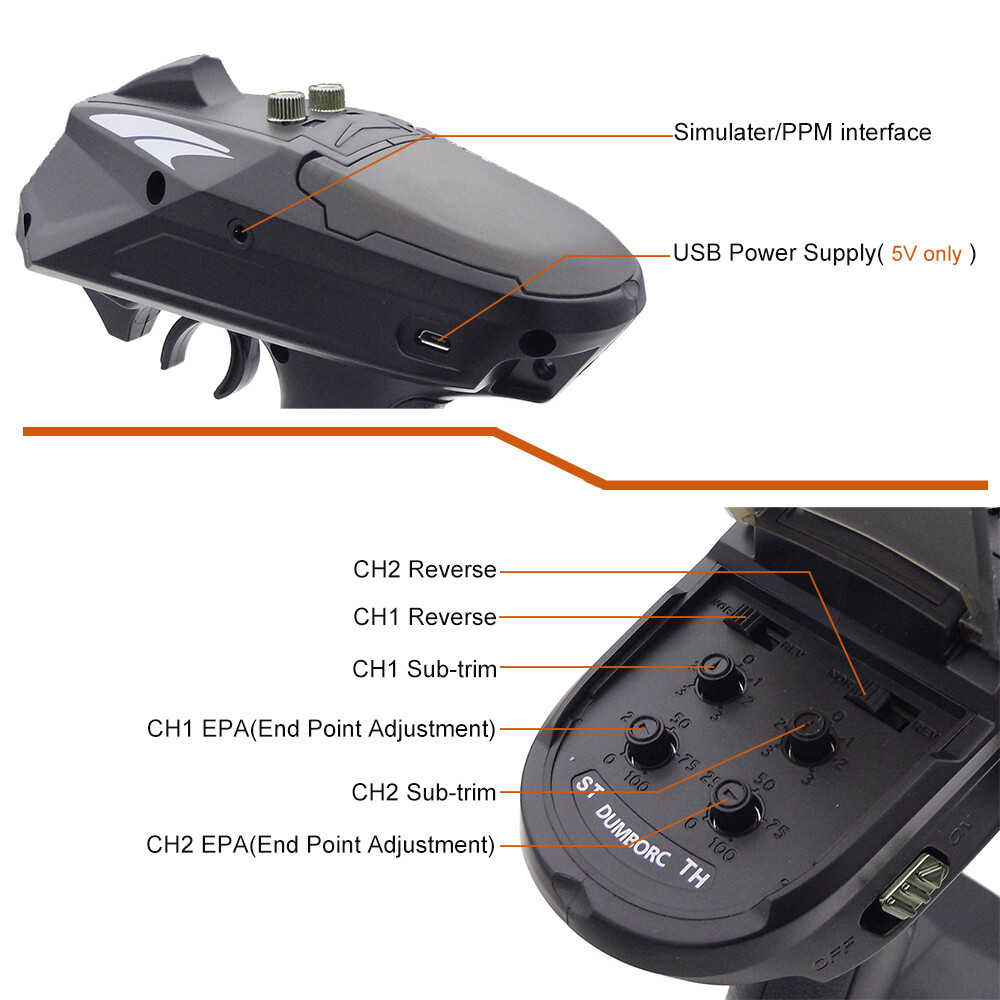 DUMBORC X6 2.4G 6CH Transmitter + X6FG Gyro Receiver for RC Car Boat Marine Tank