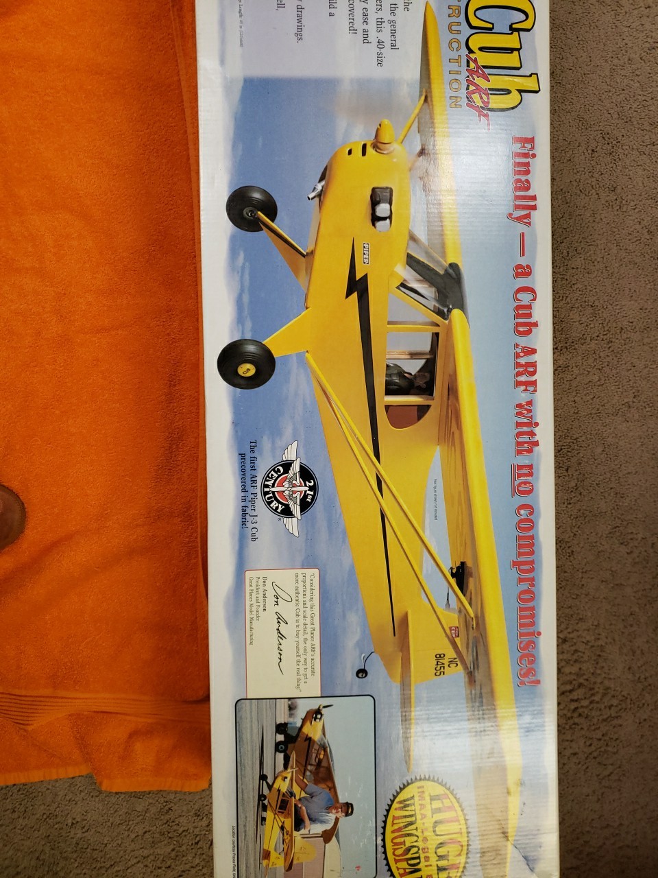 GREAT PLANES Piper J-3 Cub ARF RC Plane – 81″ Wingspan – New – P26