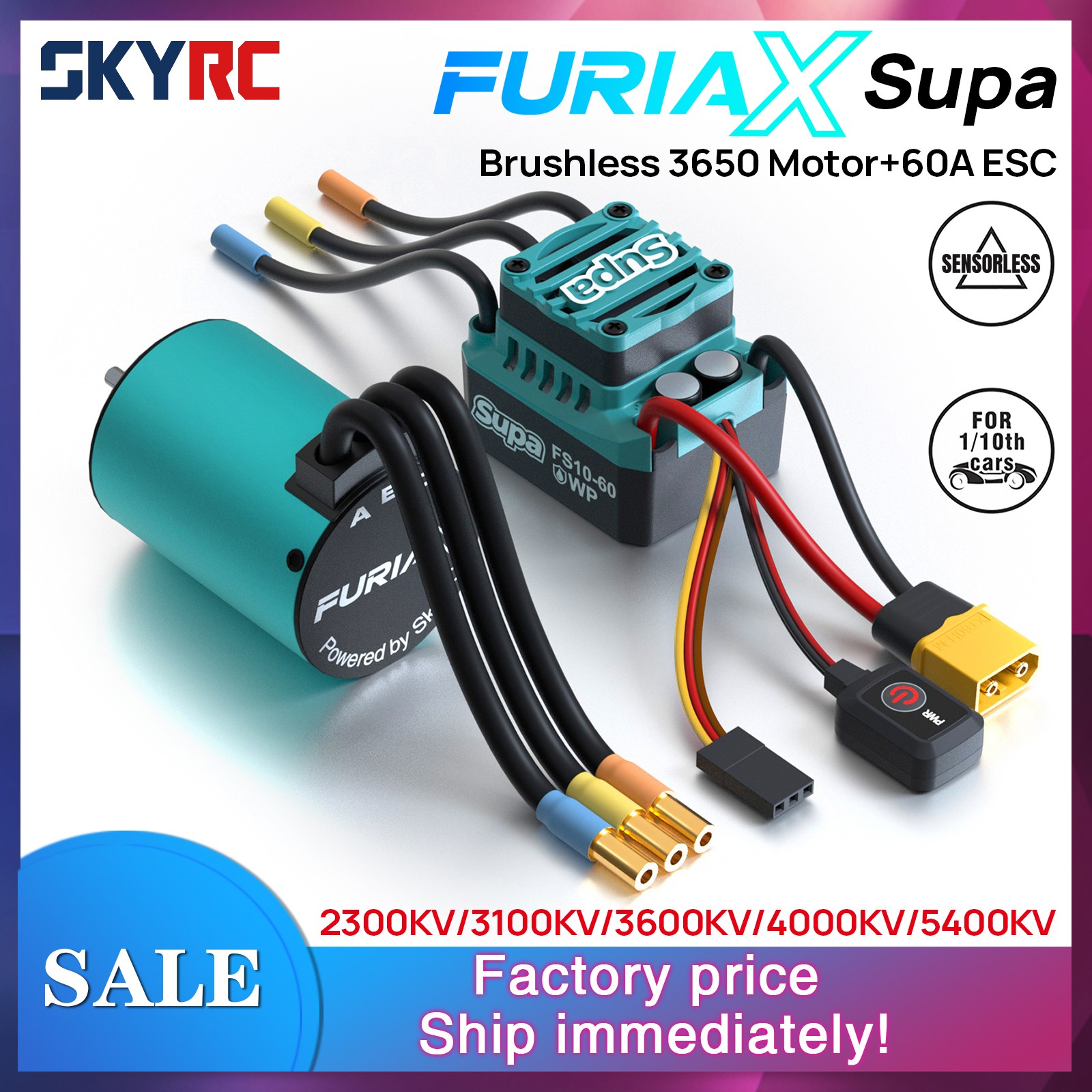 SKYRC FuriaX Supa 3650 Motor 60A ESC Brushless Combo For 1/10 RC Car Truck