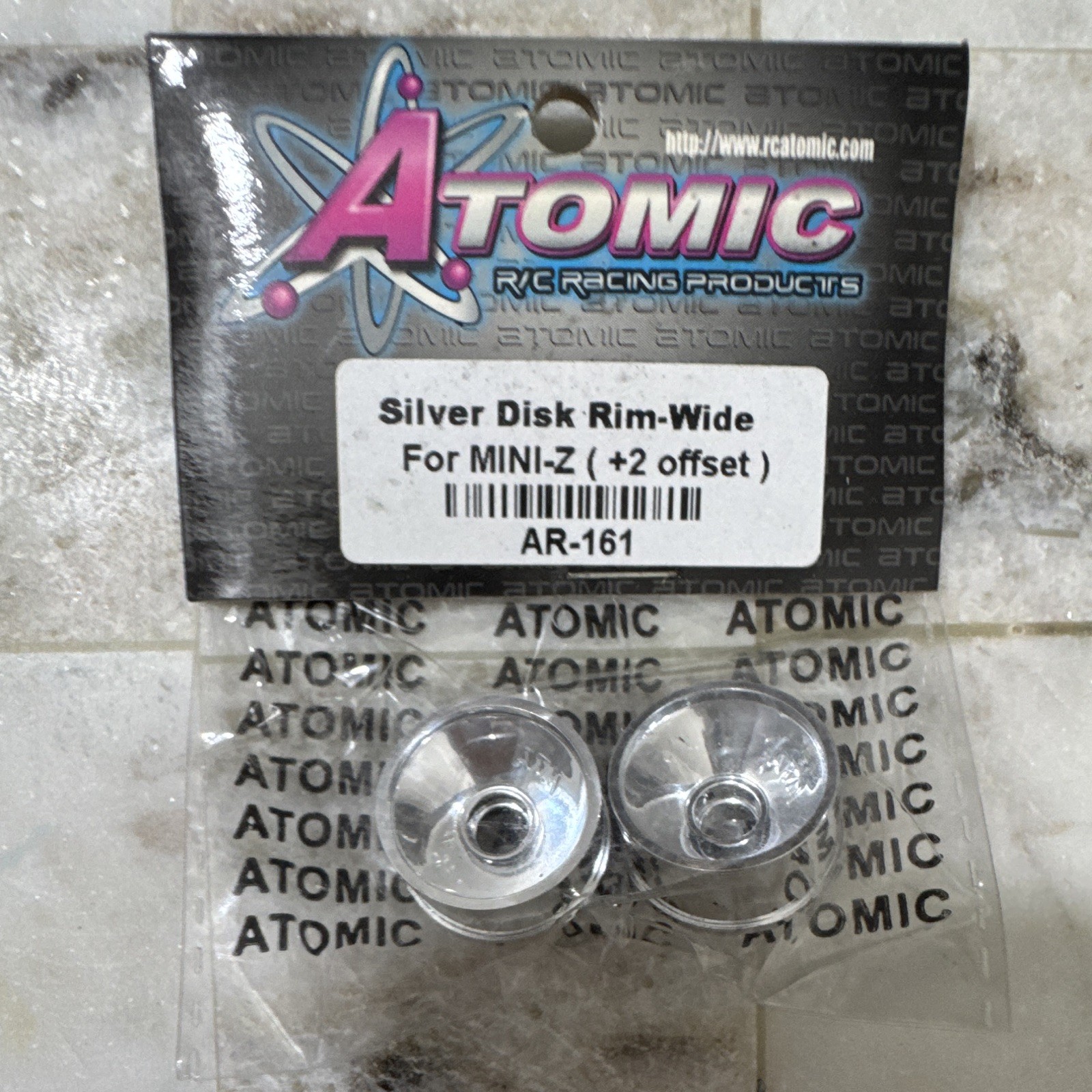 Atomic AR-161 Silver Wide Wheel +2 Offset 1:28 for Mini-Z Electric