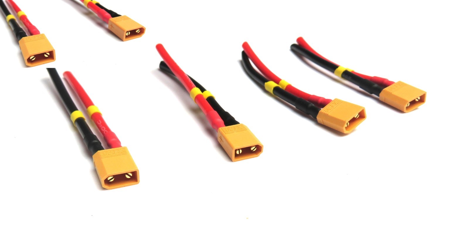 XT30 Male Pig Tail 3″, 6″, 12″ Wire Gauge 18, 16, 14 AWG