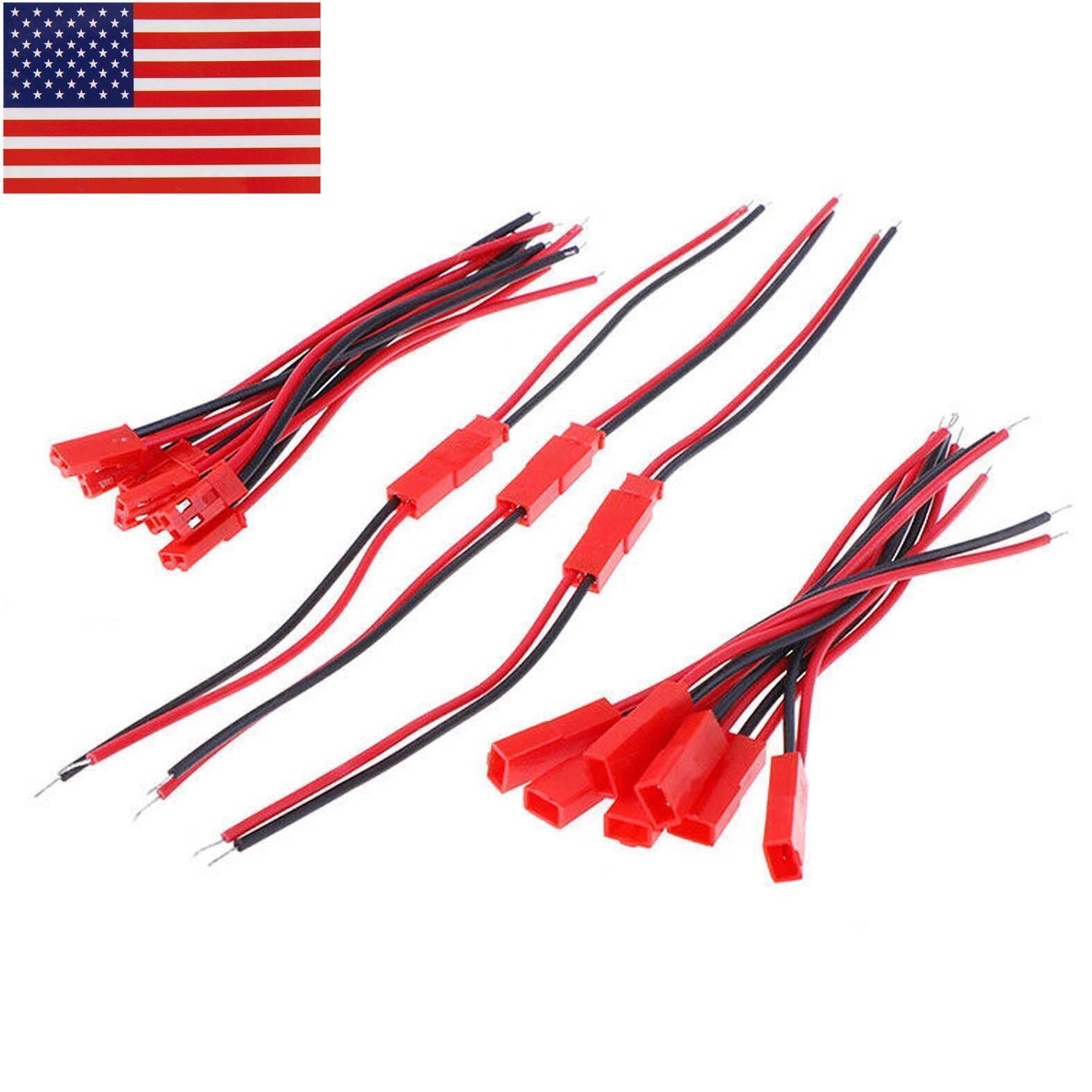20pcs 2-pin JST Connector Male Female Plug Cable 18AWG Silicone Wire