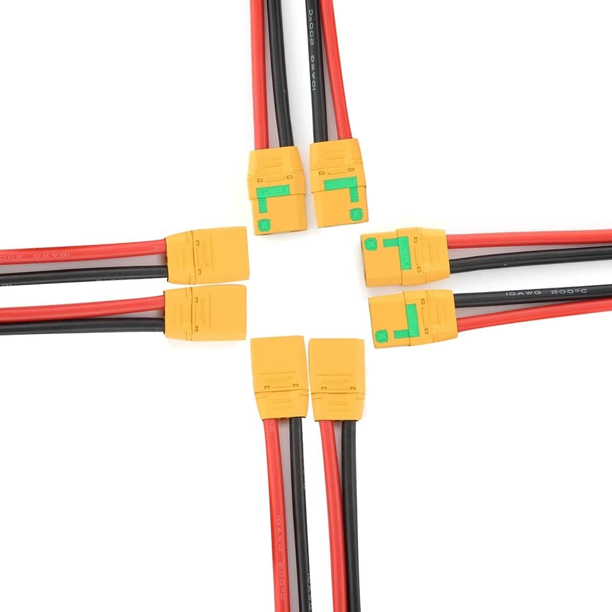 Amass 4 Pairs XT90S Pigtails Anti Spark 150mm 10AWG Silicon Wire XT90 Wire XT