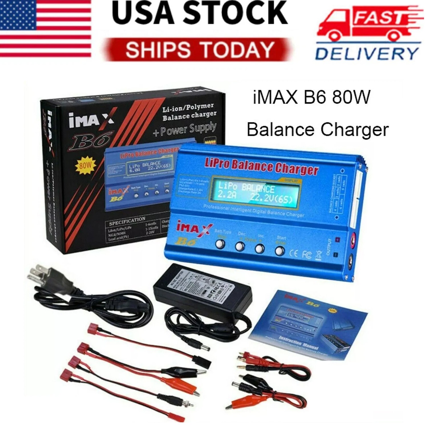 Battery Charger iMAX B6 80W Lipo NiMh Li-ion Ni-Cd Digital RC Balance Charger