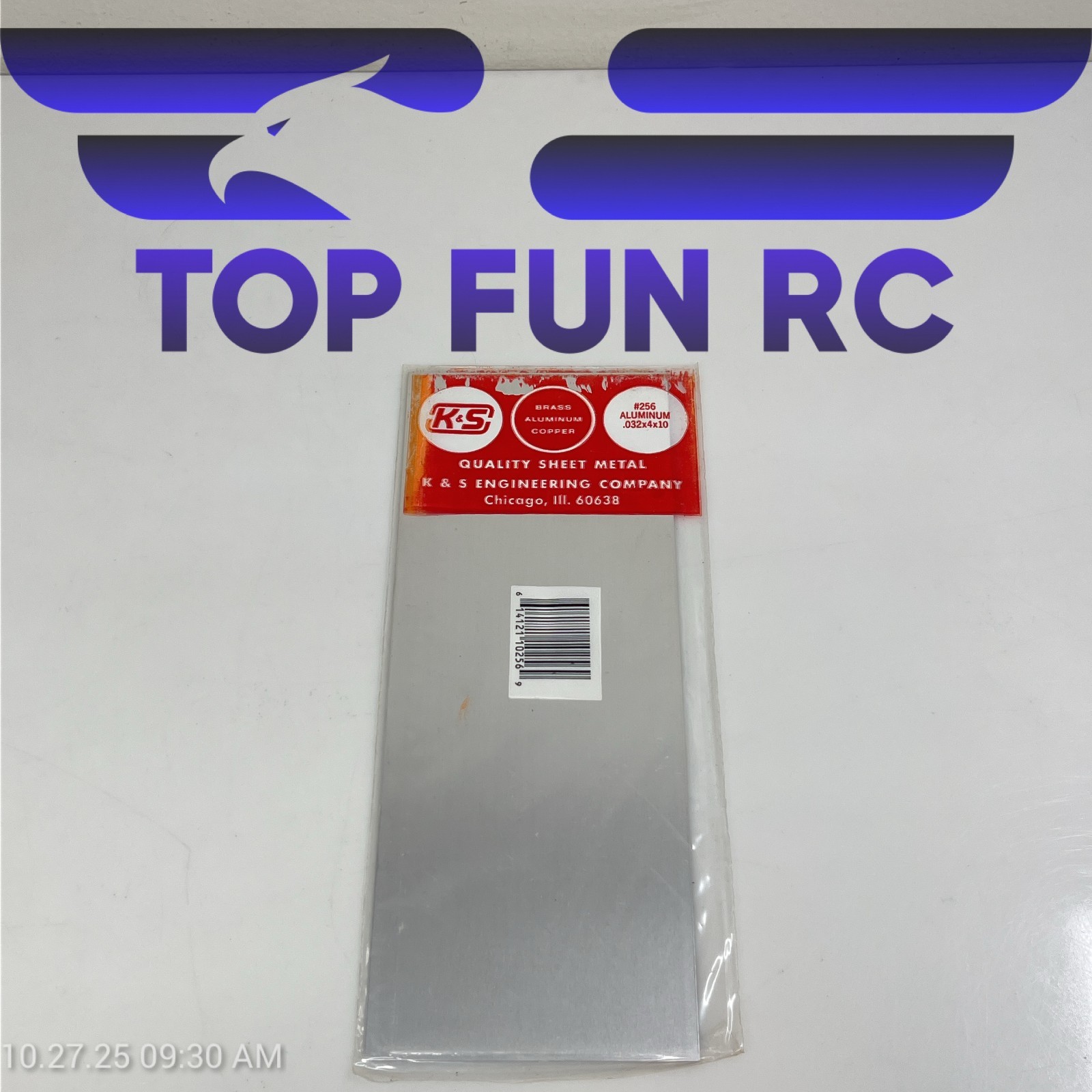 K&S #256 Aluminum .032x4x10 Aluminum Sheet Metal