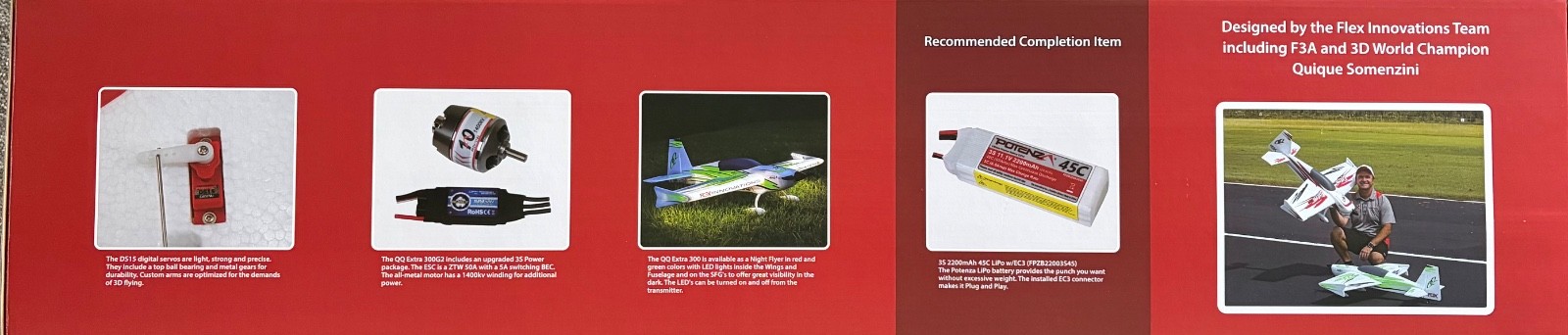 Flex Innovations QQ Extra 300G2 Super PNP Night 3S Red Electric Airplane New
