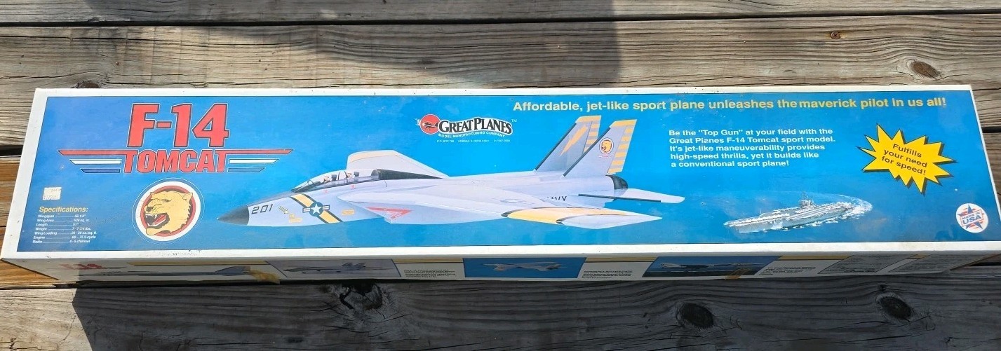 GREAT PLANES – F-14 Tomcat Kit – 58″ Wingspan NJ23 Open Box Good Condition