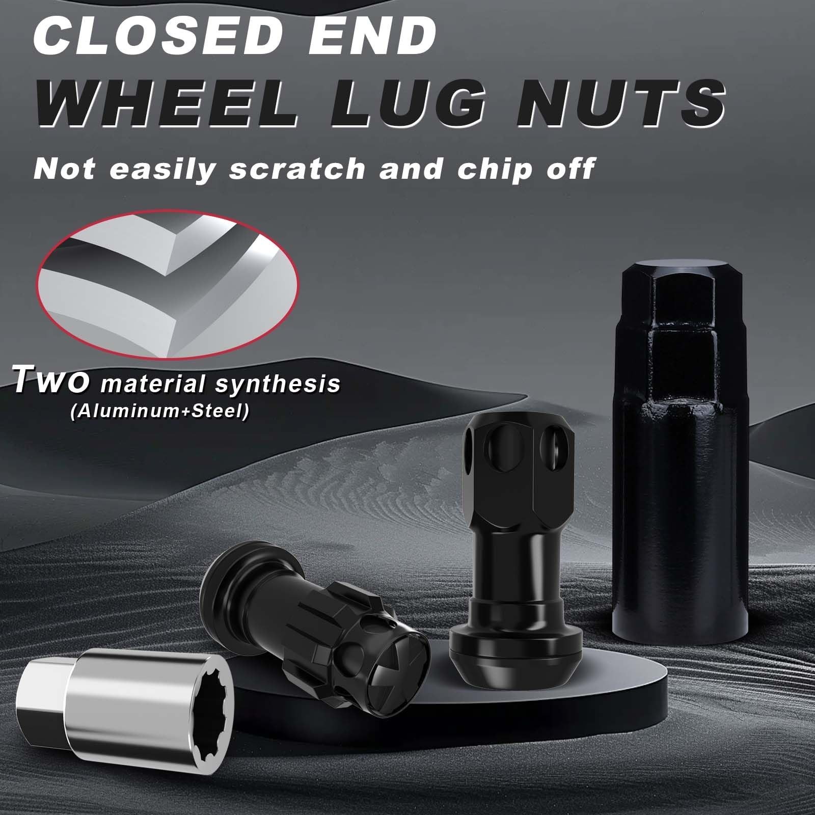 Lug Nuts Aluminum/Alloy Steel Tire Nut Lock 16 PCS Hex Nuts,4xEight Point Spl…