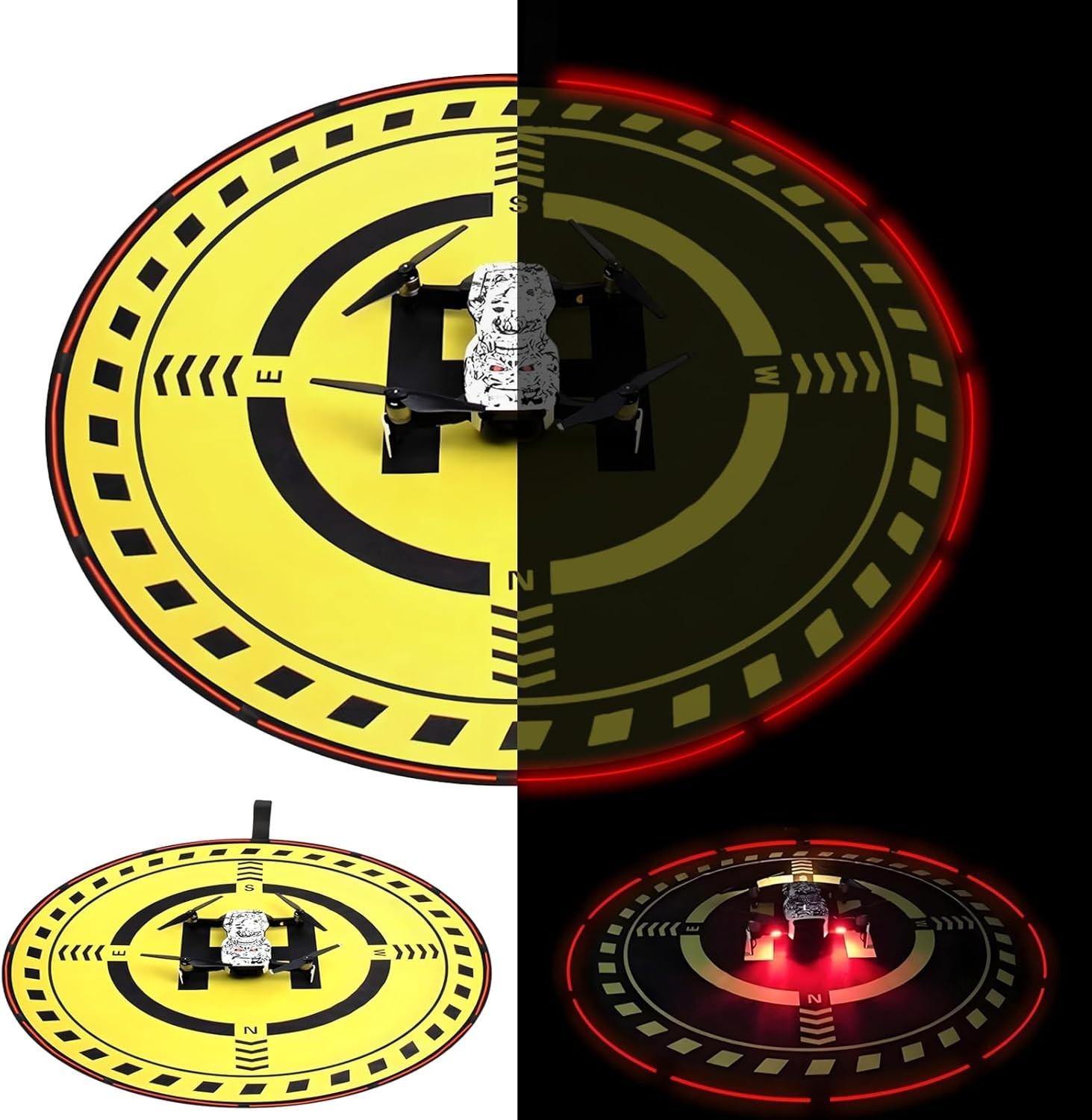 Drone Landing Pad 27.6in Waterproof Foldable Mat with LED Night Light for DJI RC