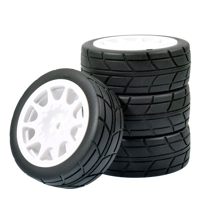 1/10 Onroad Touring Rc Car Wheels Rubber Tires Set for Tamiya HSP HPI tt01 tt02