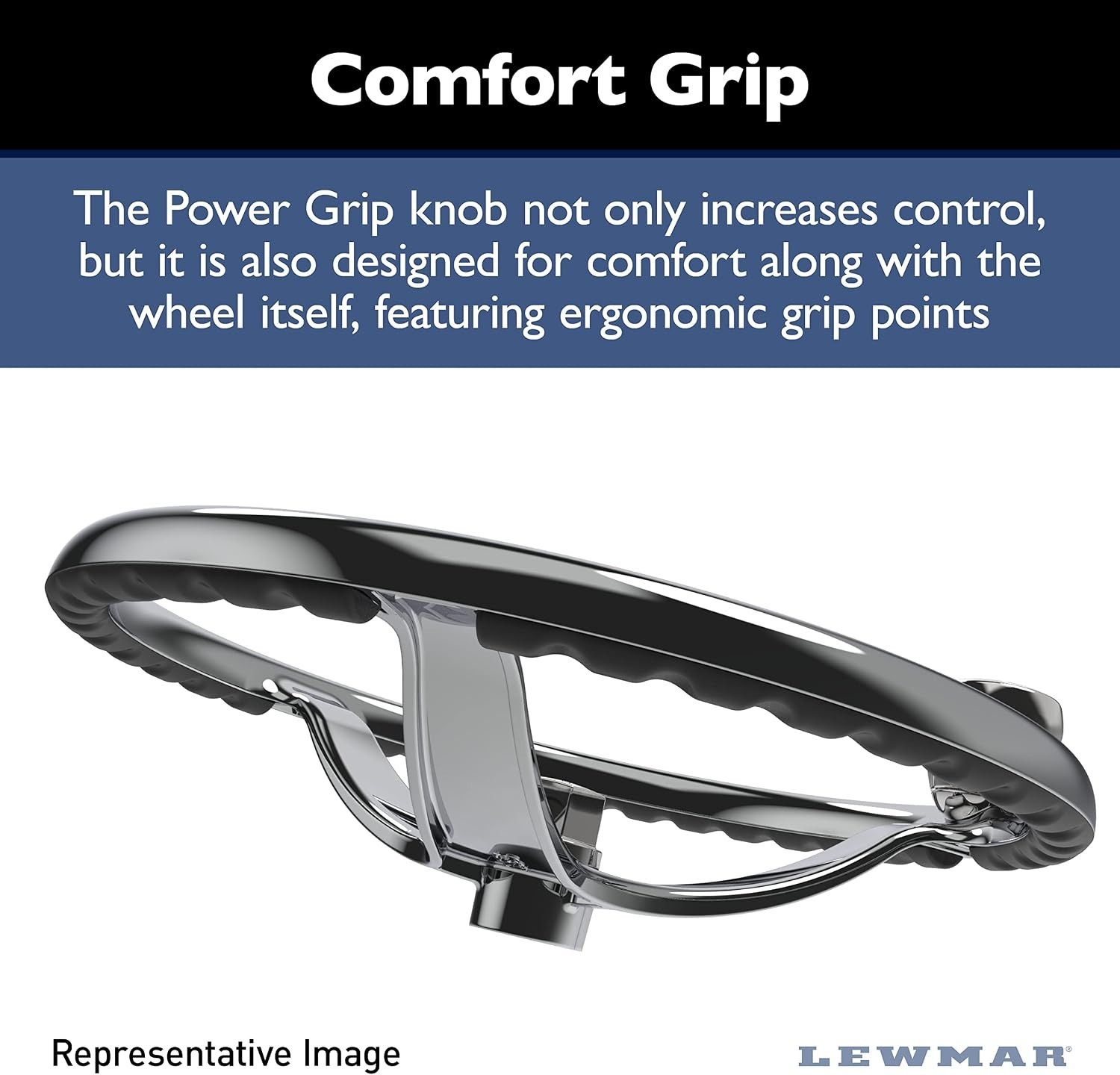 Lewmar 15.5″ Powerboat Steering Wheel with PowerGrip Control Knob and 5/8″ Nut
