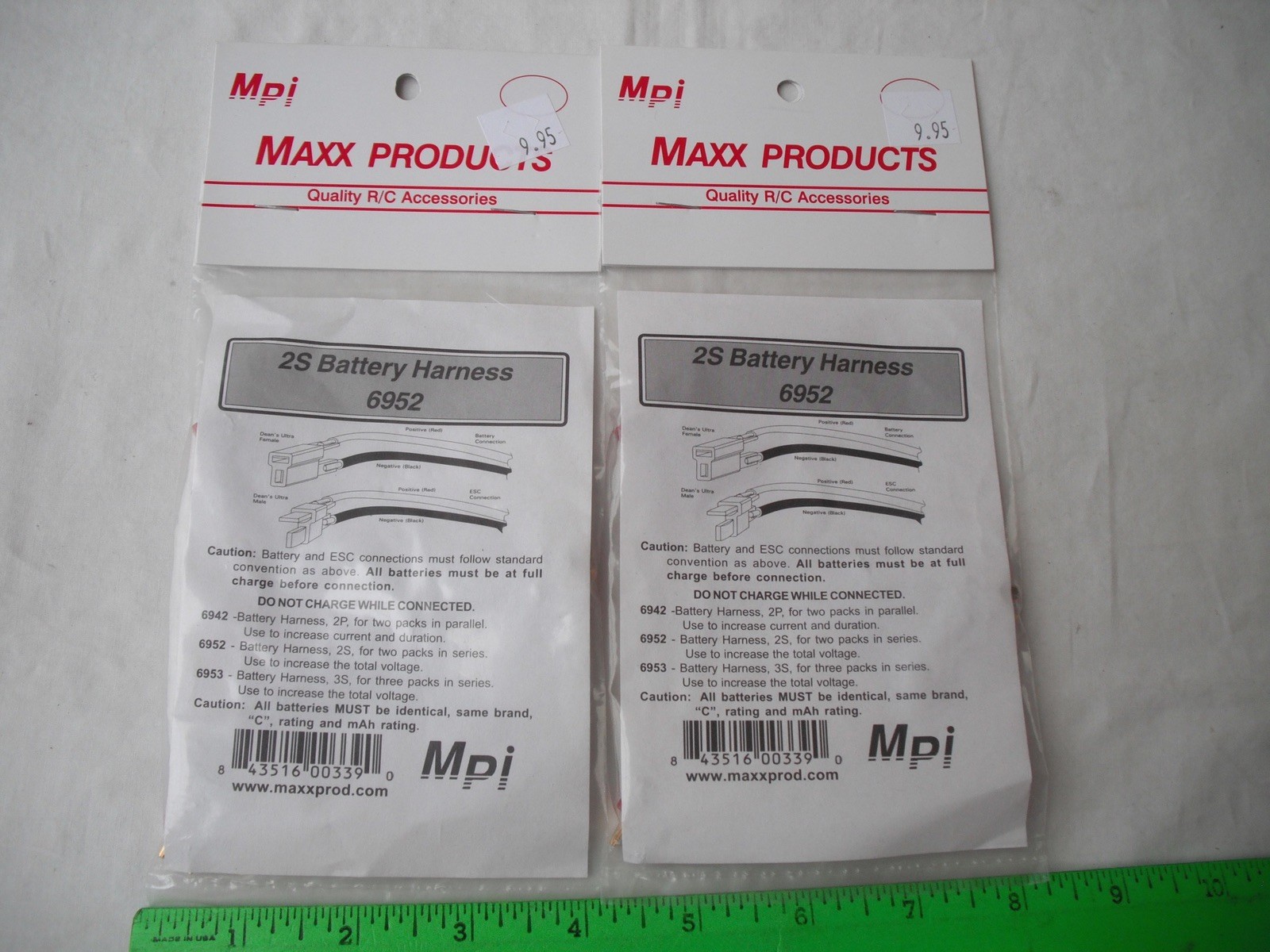 Lot of 2 Maxx Products Mpi 6952, 2S Battery Harness, Wire, RC R/C Plane Airplane