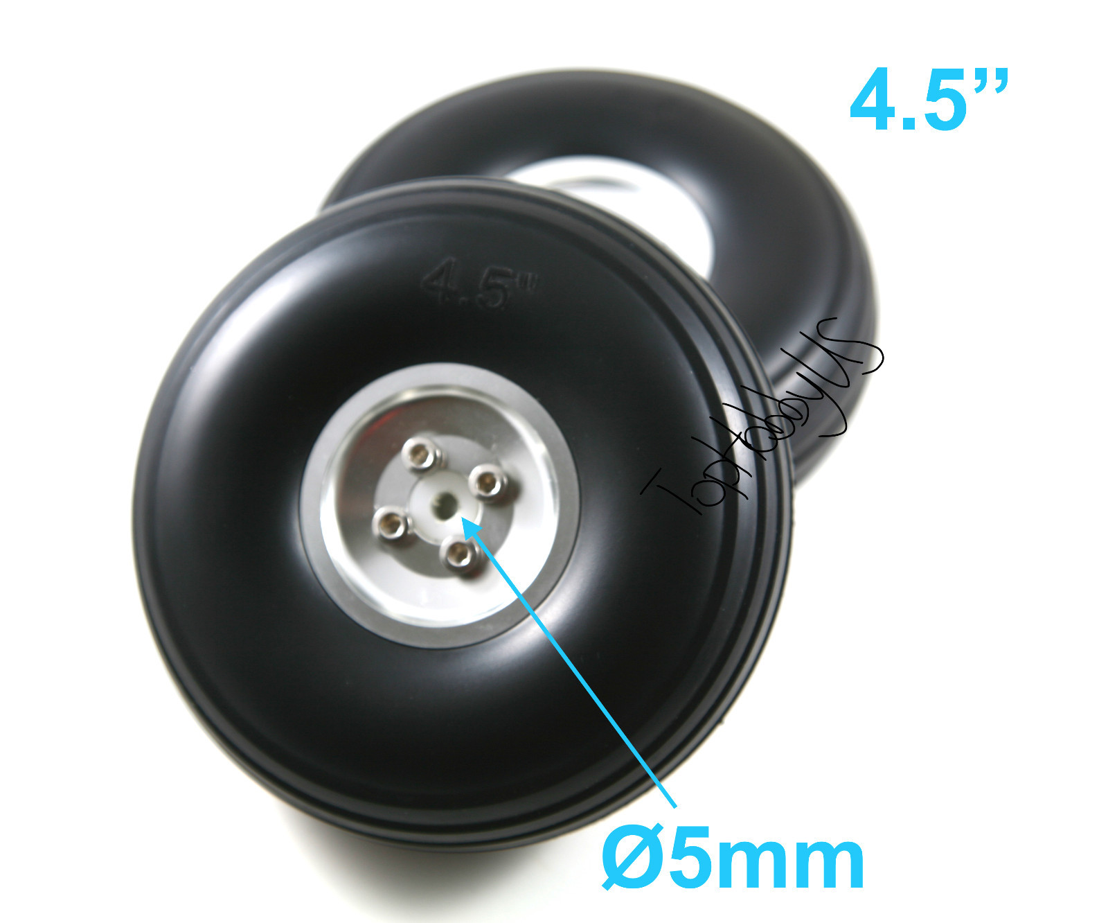 1Pair of 4.5″ Light Weight RC Plane PU Wheels, Aluminum Alloy Hub (US SELL/SHIP)