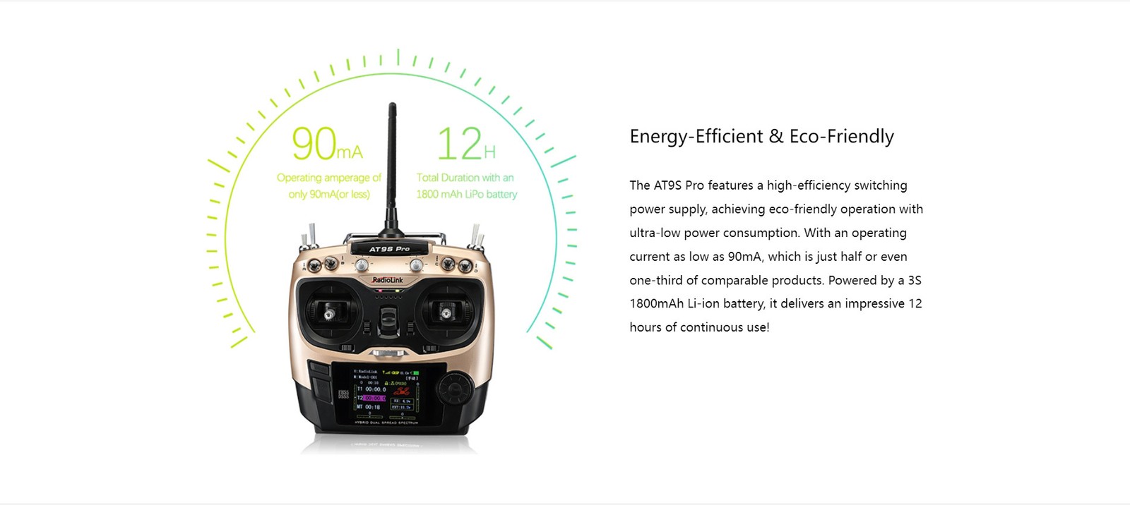 RadioLink AT9S Pro 12 Fully-proportional Channels Transmitter with receive