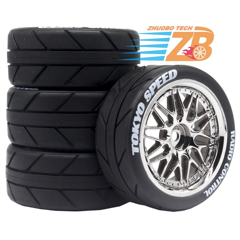 1/10 Rc Car 4PCS Wheels Tires Set For Hpi Rs4 Tamiya tt01e tt02 4tec MST FW06 D4