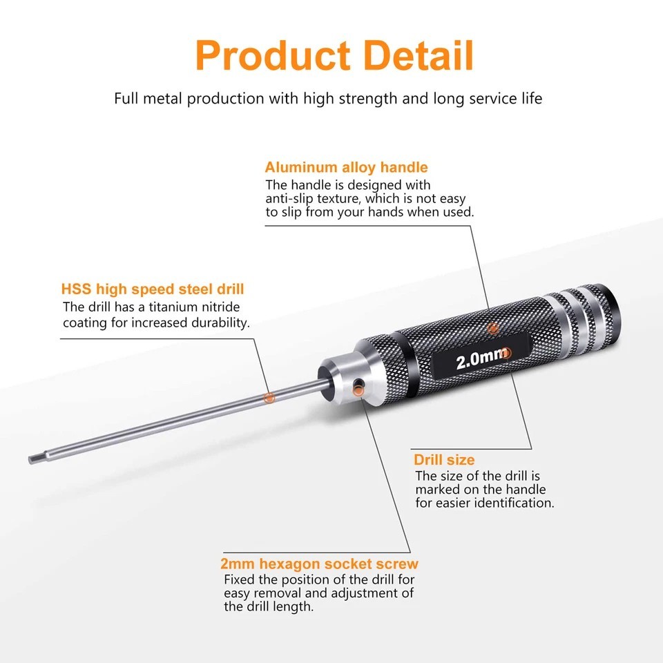 4Pcs Hex Screwdriver Set RC Tools Kit 1.5/2.0/2.5/3.0 mm for RC Helicopter Boat
