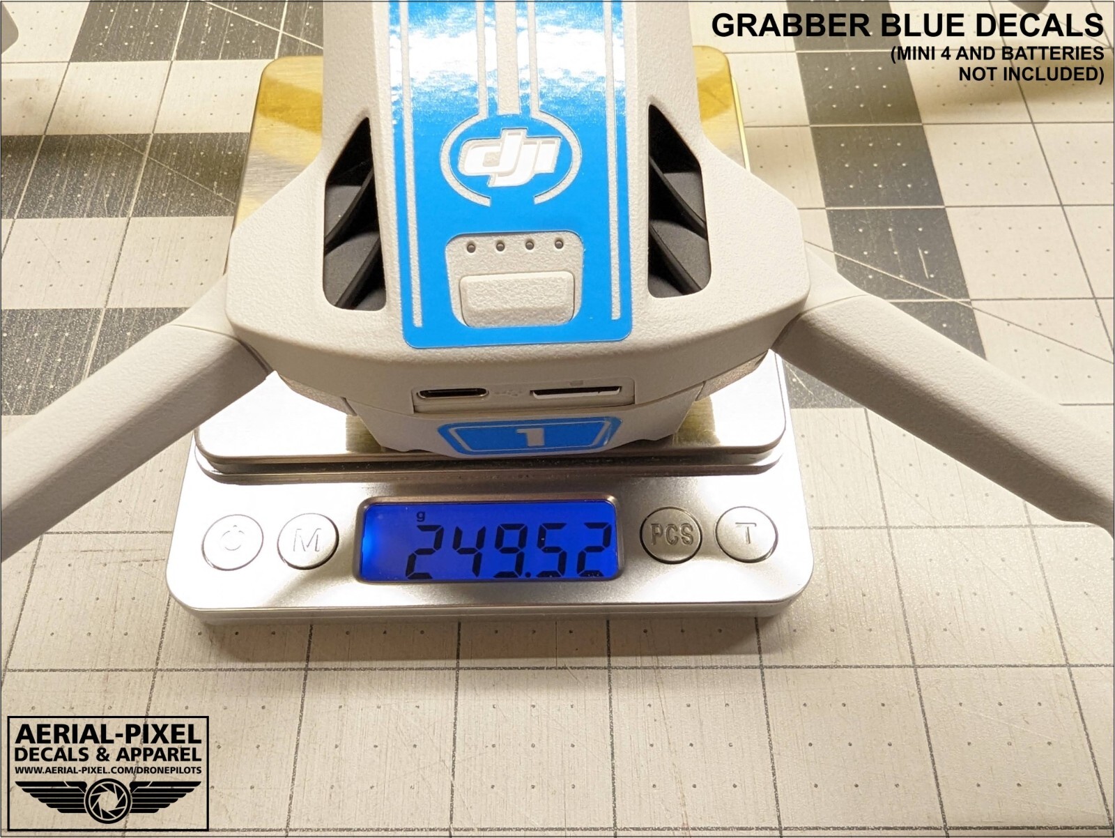 DJI Mini 4 Pro Racing Stripes With Battery Decals Number #1-4 Sticker Skin