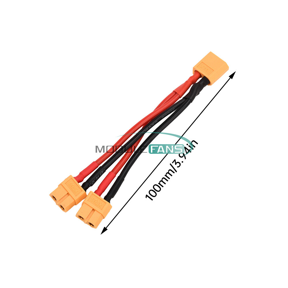 XT60 Male/Female Cable Parallel Battery Connector 4AWG Silicone Wire Y Splitter-
