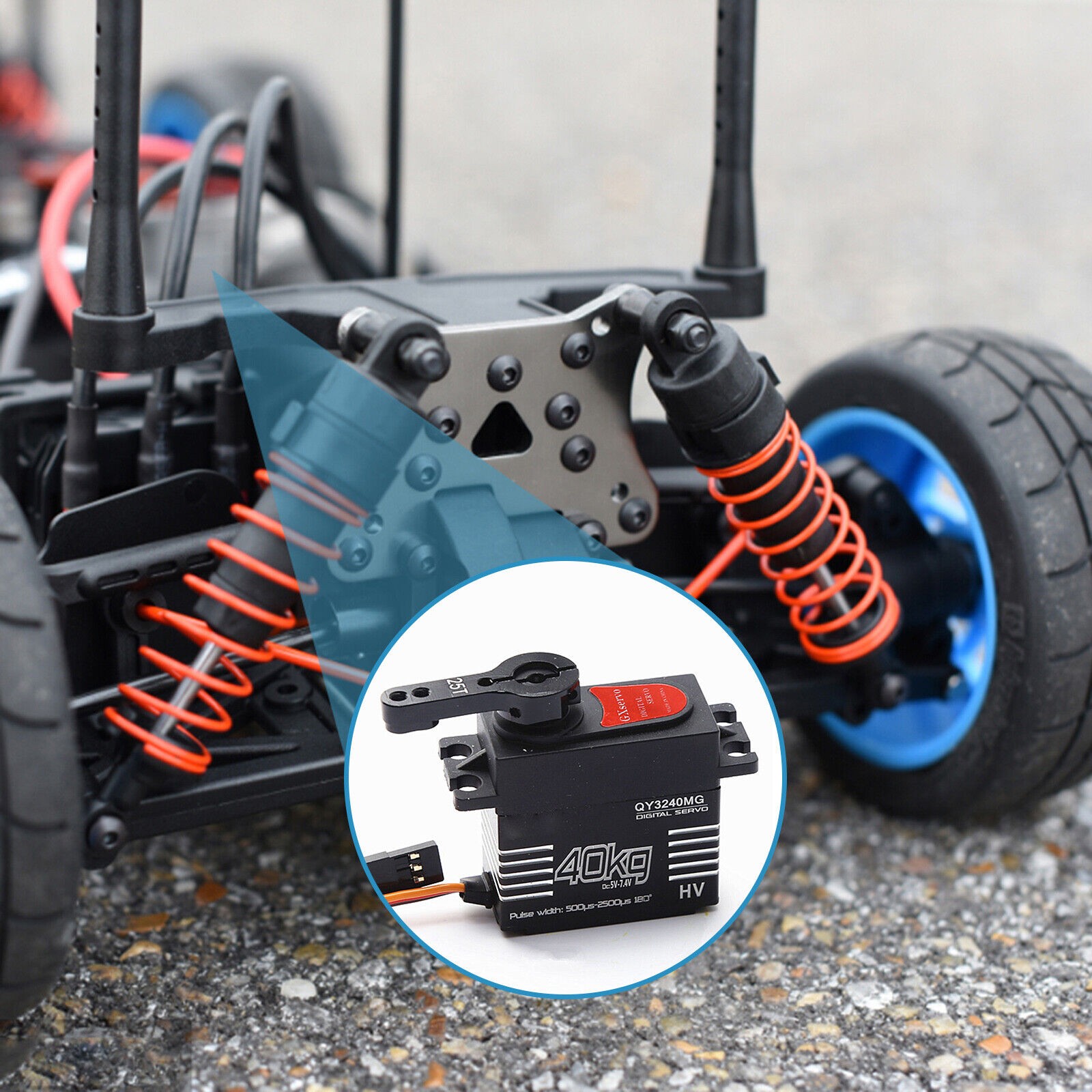 40KG Metal Gear 180° 1/8 1/10 Scale Steering Throttle RC Digital Servo