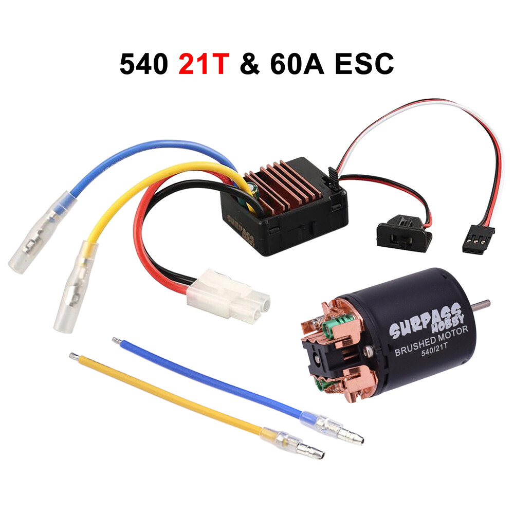 540 Brushed Motor 13T 17T 21T 23T 27T 35T 45T 55T 80T 60A ESC for 1/10 RC Car