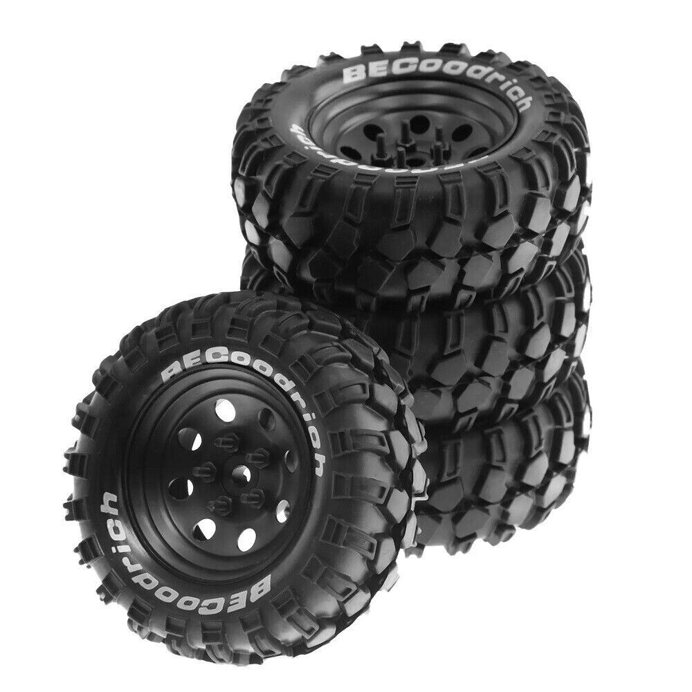4PCS 1.9″ Tires Tyre &Beadlock Wheel Rim For 1/10 RC Crawler Axial SCX10 II TRX4