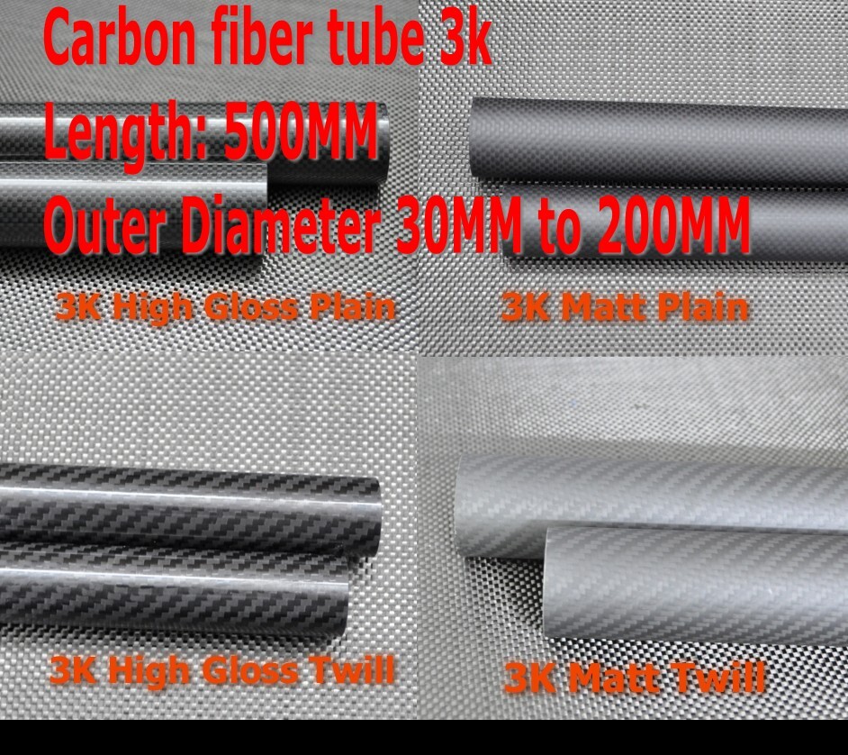 3k Carbon Fiber Tube 30mm 32 33 34 35 36 38 40 42 45 48 50 55 60 80 90 100 114