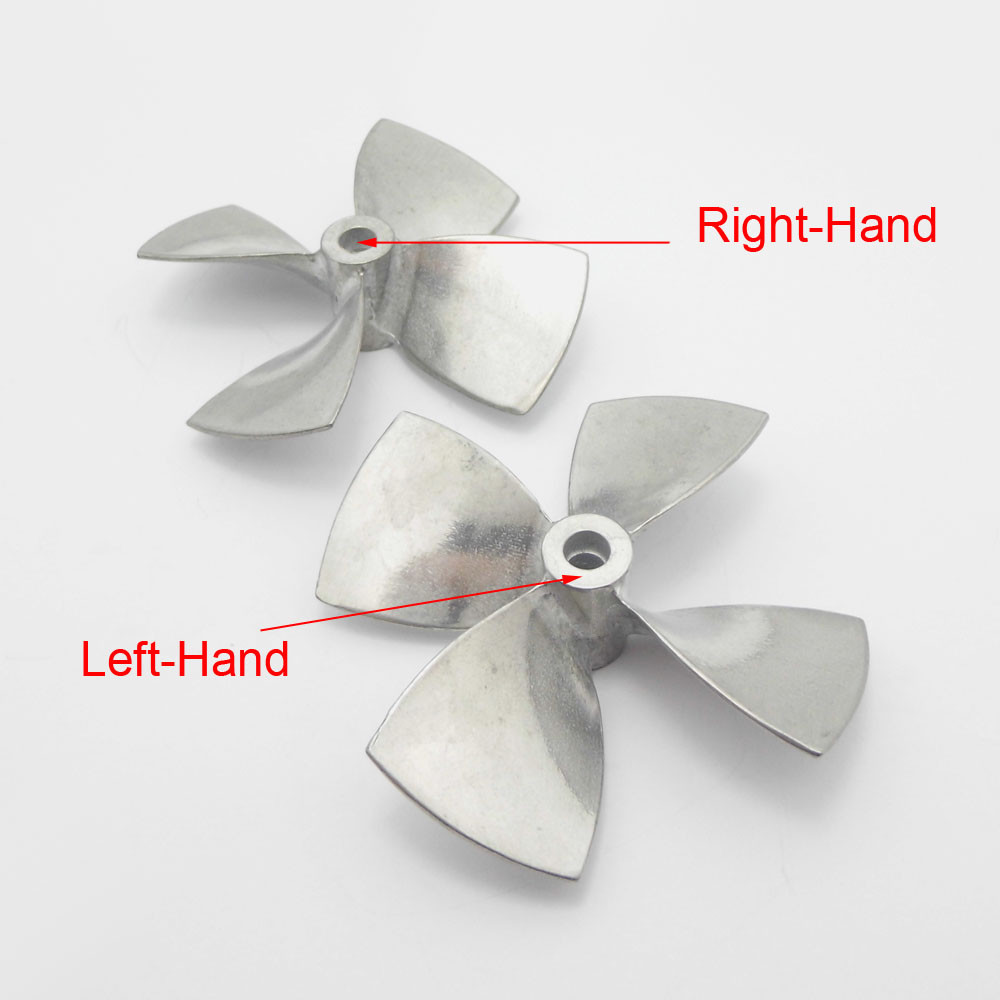 4mm Shaft 4-Blades Metal Propeller Prop 44mm 55mm 60mm for Scale RC Boat Marine