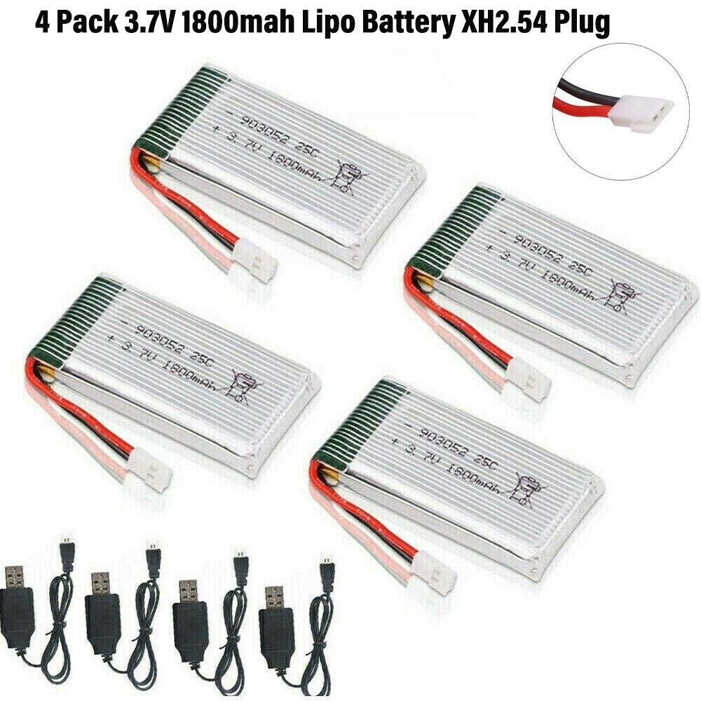 1800mah 3.7V Lipo Battery 25C w/ XH2.54 Plug & Charger For RC Drone Quadcopter