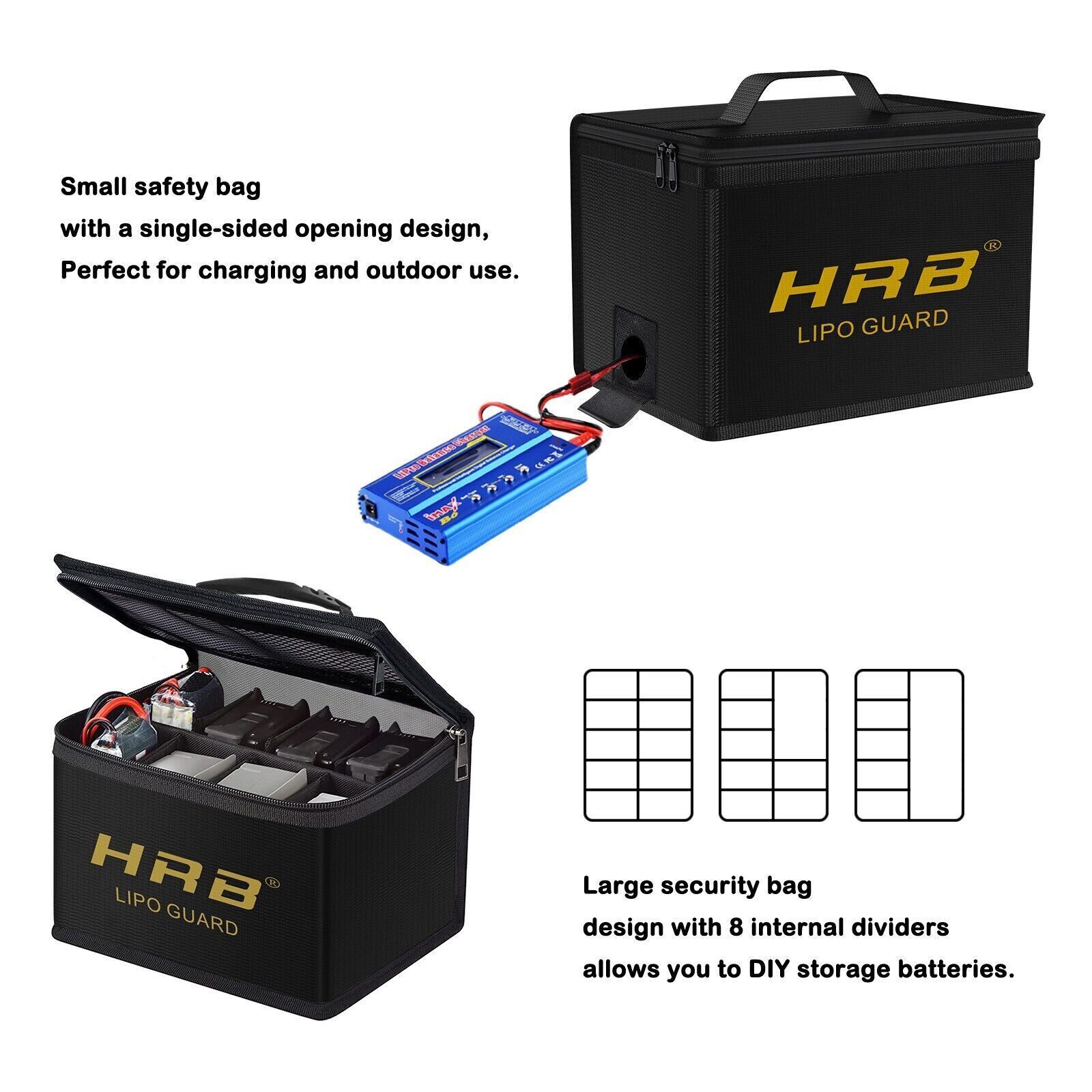 2PC Lipo Battery Safe Bag Guard Fireproof Explosionproof Sack For Charge Storage
