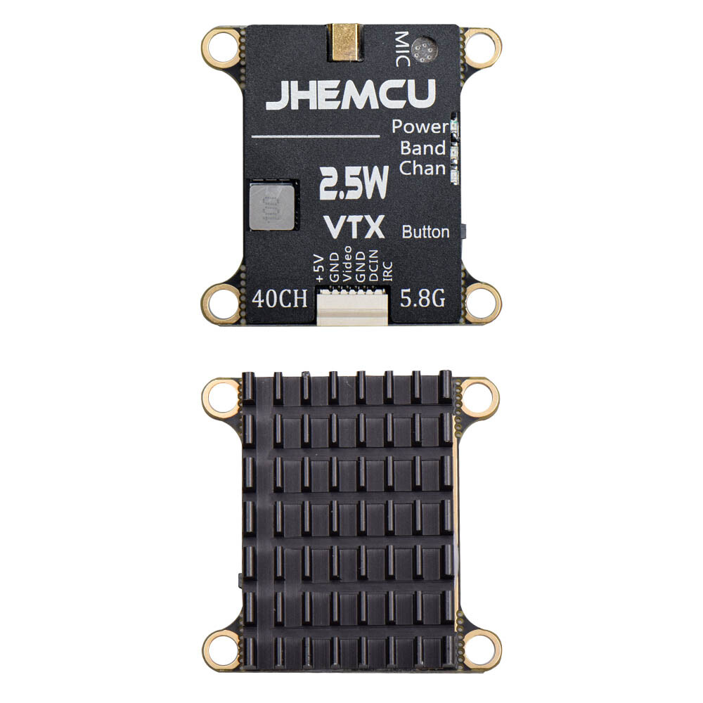 JHEMCU 2.5W VTX 5.8G 40CH FPV Transmitter w/ Mic Heat Sink 2-6S for FPV Drone