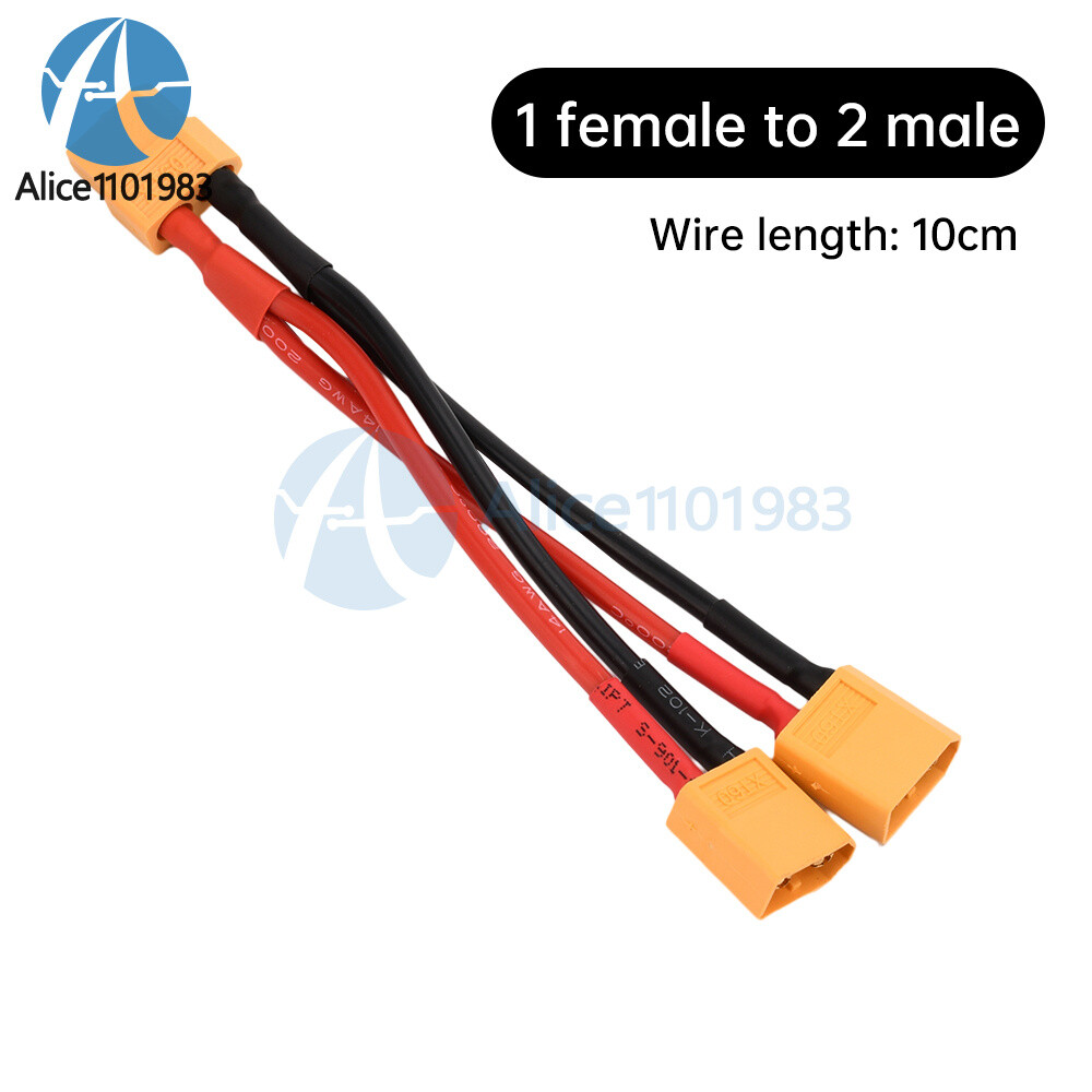 XT60 Male/Female Cable Parallel Battery Connector 4AWG Silicone Wire Y Splitter