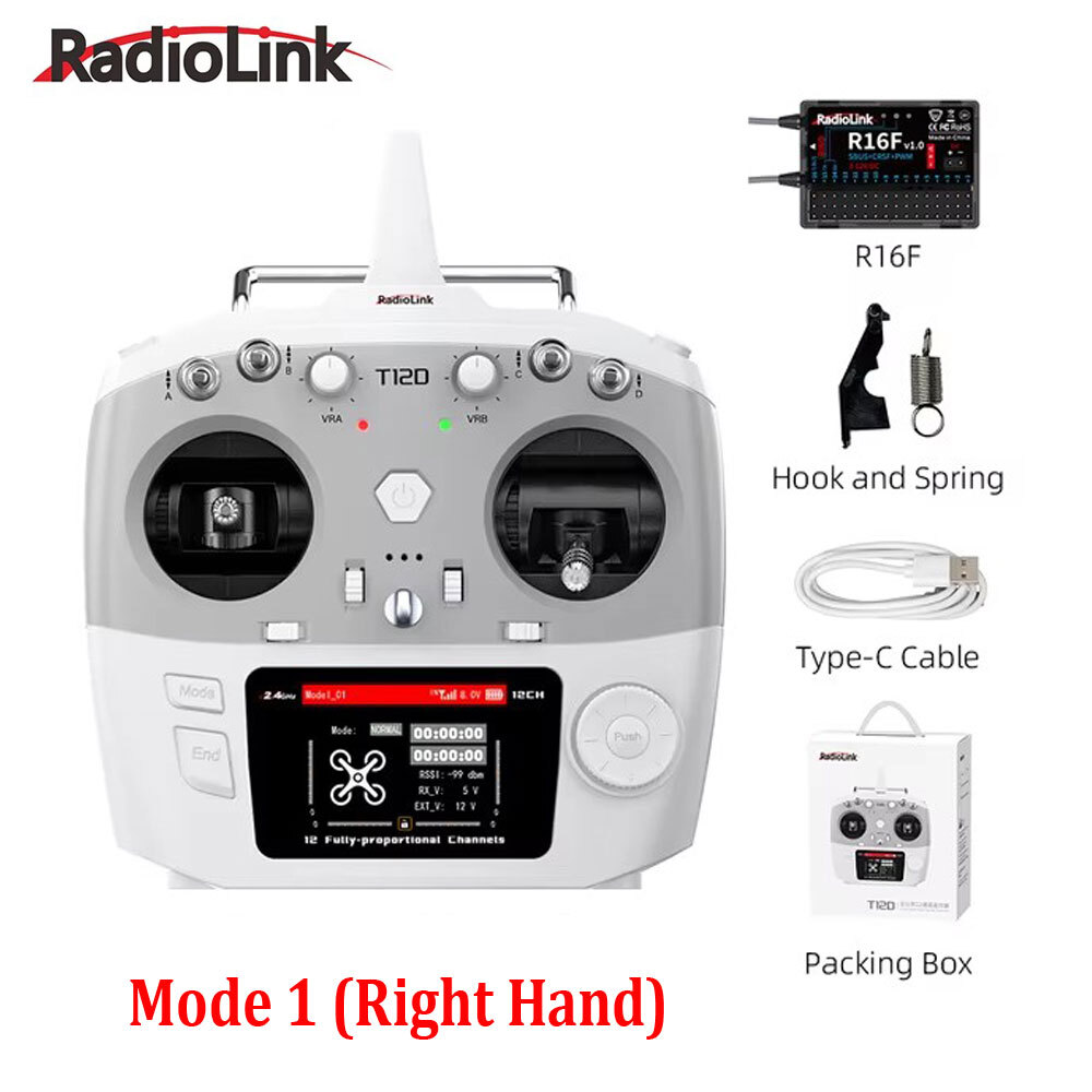 RadioLink T12D 12 Channels RC Transmitter 2.4GHz R16F Receiver Remote Controller
