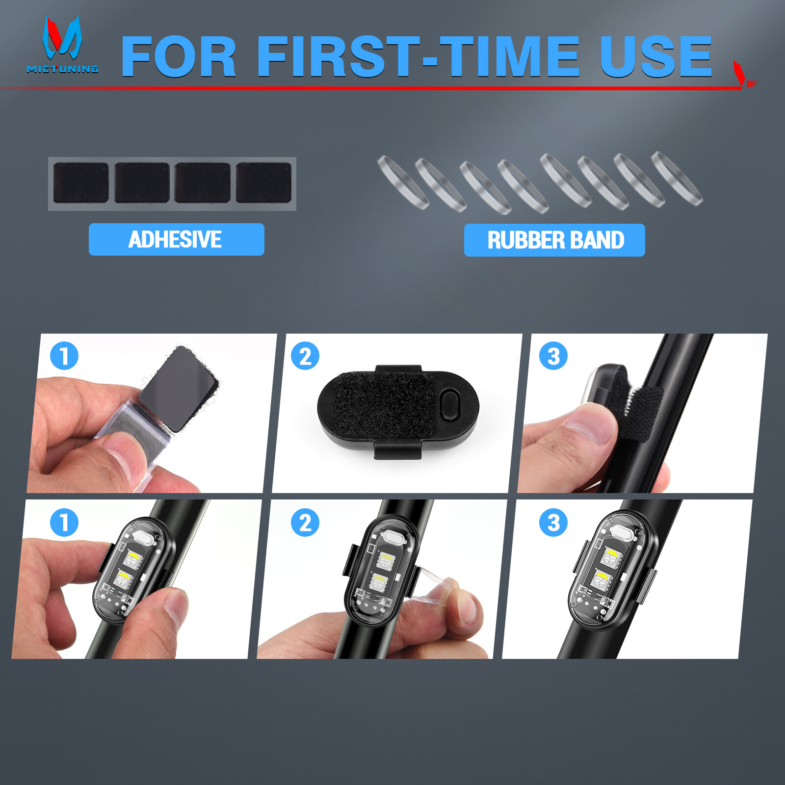 8Pcs RGB LED Strobe Light Wireless Remote Control Car Bike Motorcycle Flash Lamp