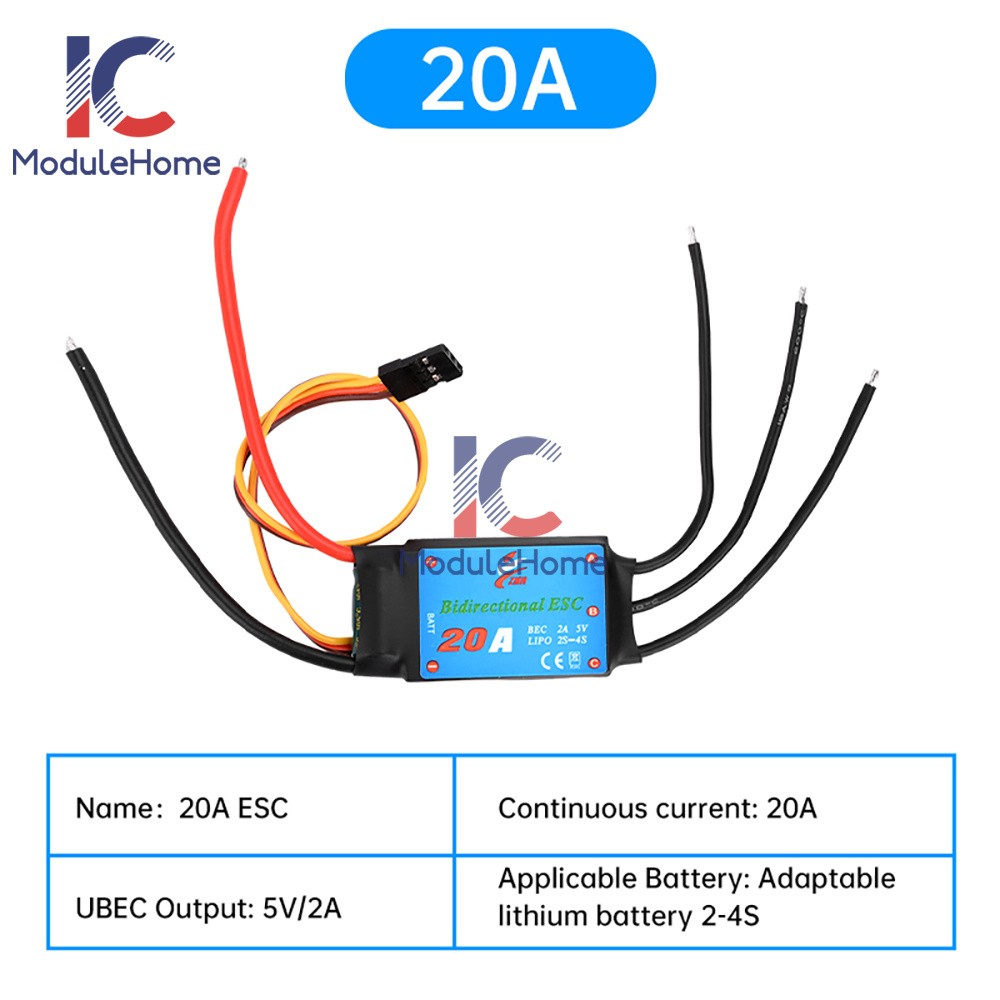 20A/30A/40A/50A Bidirectional Brushless ESC for Remote Control Ship Pneumatic