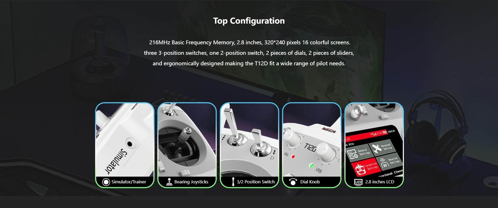 RadioLink T12D 12 Fully-proportional Channels Transmitter with R12F receive