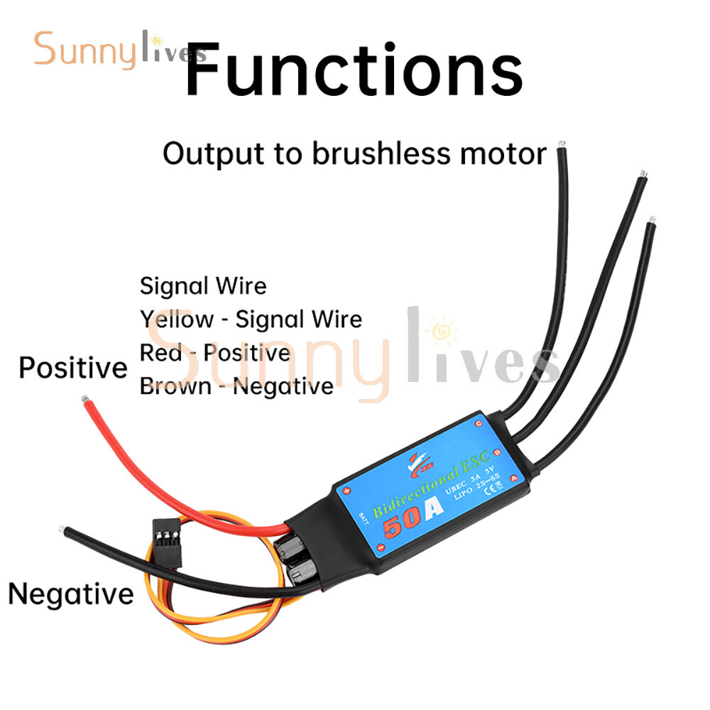20A/30A/40A/50A Bidirectional Brushless ESC for Remote Control Ship Pneumatic